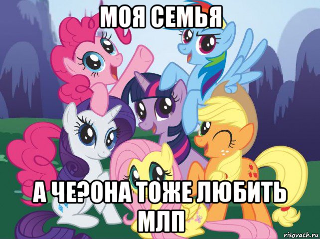 моя семья а че?она тоже любить млп, Мем My little pony