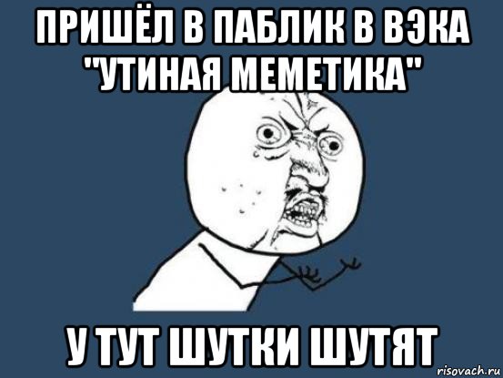 пришёл в паблик в вэка "утиная меметика" у тут шутки шутят, Мем Ну почему