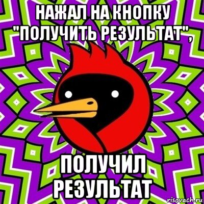 нажал на кнопку "получить результат", получил результат, Мем Омская птица