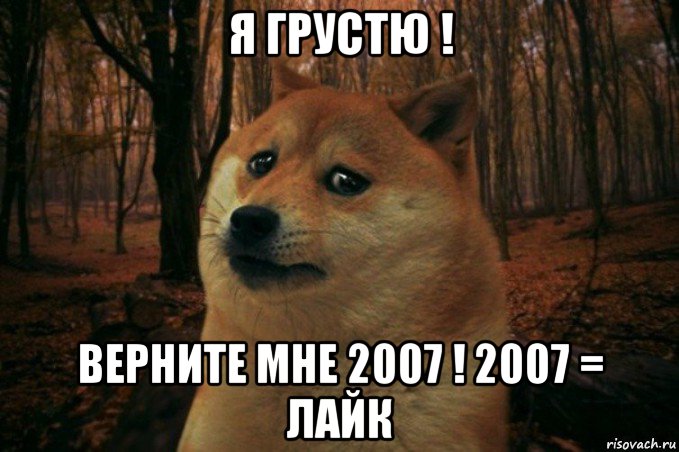 я грустю ! верните мне 2007 ! 2007 = лайк, Мем SAD DOGE