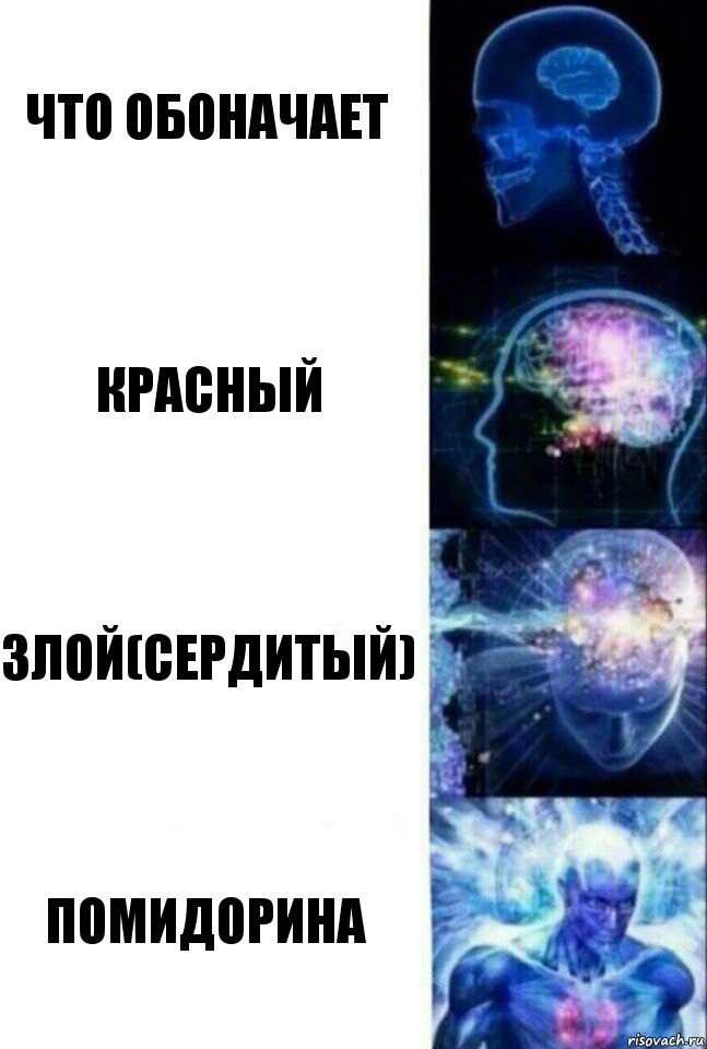 что обоначает красный злой(сердитый) помидорина, Комикс  Сверхразум