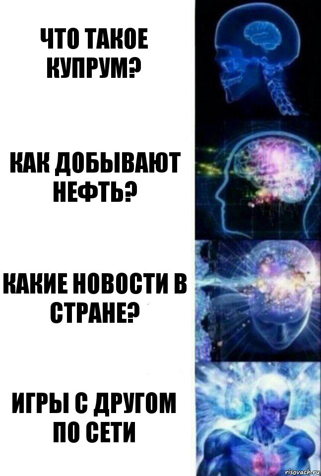 Что такое купрум? Как добывают нефть? Какие новости в стране? Игры с другом по сети, Комикс  Сверхразум