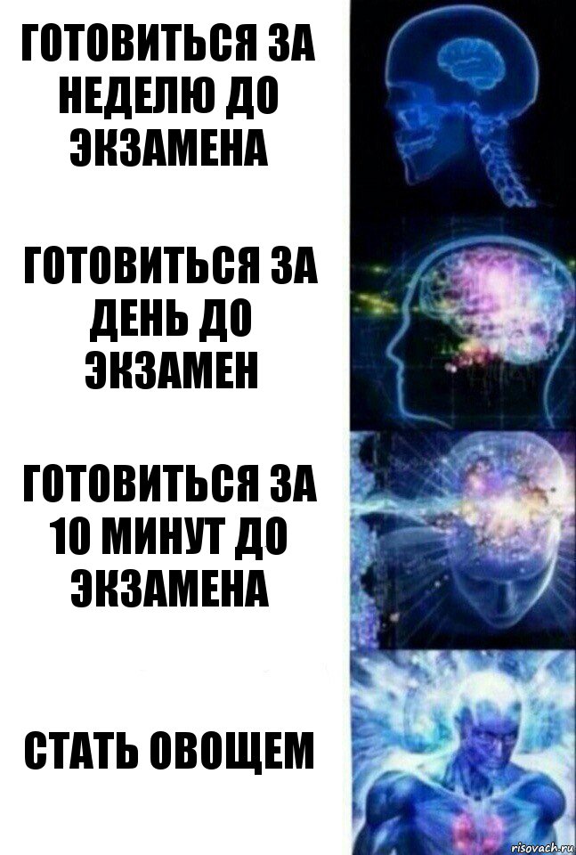 Готовиться за неделю до экзамена Готовиться за день до экзамен Готовиться за 10 минут до экзамена Стать овощем, Комикс  Сверхразум