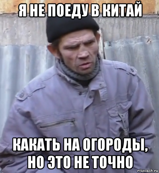 я не поеду в китай какать на огороды, но это не точно, Мем  Ты втираешь мне какую то дичь