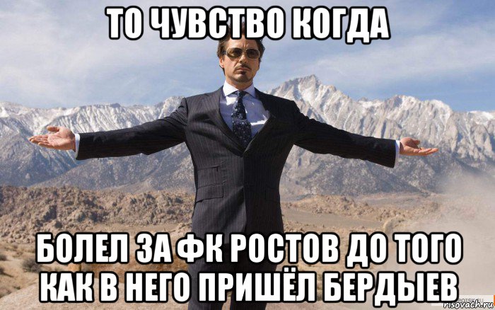 то чувство когда болел за фк ростов до того как в него пришёл бердыев, Мем железный человек