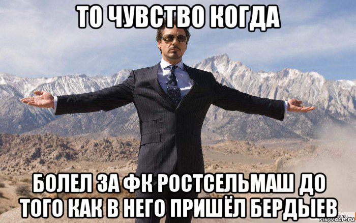 то чувство когда болел за фк ростсельмаш до того как в него пришёл бердыев, Мем железный человек