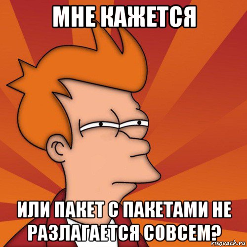 мне кажется или пакет с пакетами не разлагается совсем?, Мем Мне кажется или (Фрай Футурама)