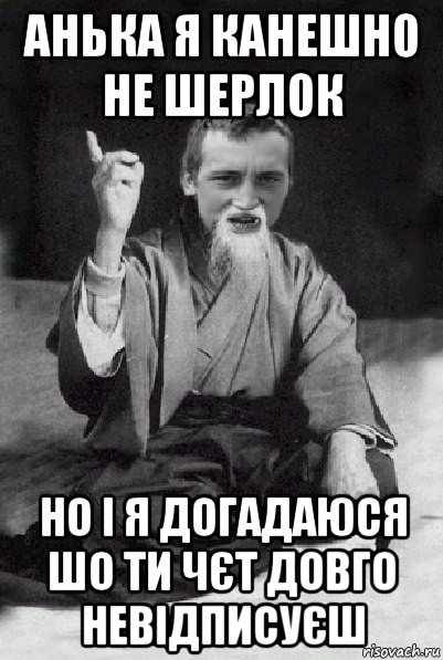 анька я канешно не шерлок но і я догадаюся шо ти чєт довго невідписуєш, Мем Мудрий паца