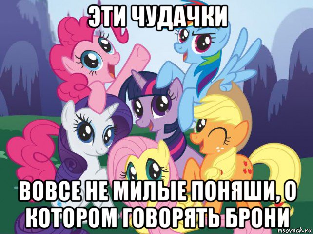 эти чудачки вовсе не милые поняши, о котором говорять брони, Мем My little pony