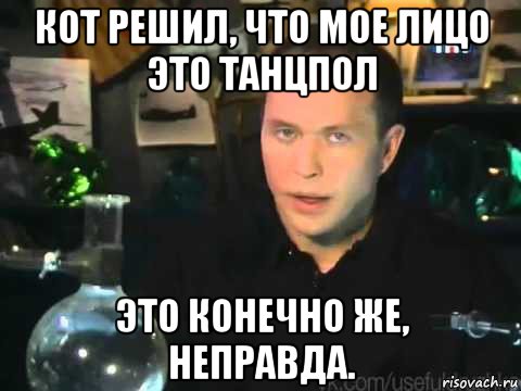 кот решил, что мое лицо это танцпол это конечно же, неправда., Мем Сергей Дружко