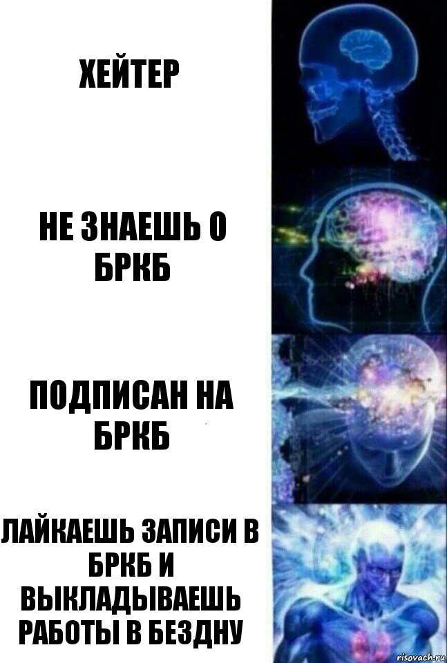 Хейтер Не знаешь о БРКБ Подписан на БРКБ Лайкаешь записи в БРКБ и выкладываешь работы в бездну, Комикс  Сверхразум