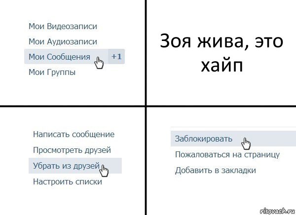 Зоя жива, это хайп, Комикс  Удалить из друзей