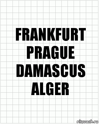 FRANKFURT
PRAGUE
DAMASCUS
ALGER, Комикс  бумага