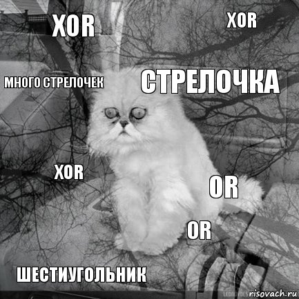 XOR OR Стрелочка Шестиугольник XOR XOR OR МНОГО СТРЕЛОЧЕК  , Комикс  кот безысходность