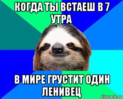 когда ты встаеш в 7 утра в мире грустит один ленивец