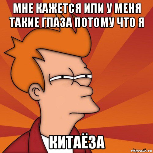 мне кажется или у меня такие глаза потому что я китаёза, Мем Мне кажется или (Фрай Футурама)