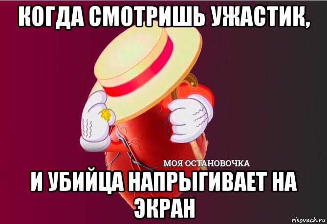 когда смотришь ужастик, и убийца напрыгивает на экран, Мем   Моя остановочка