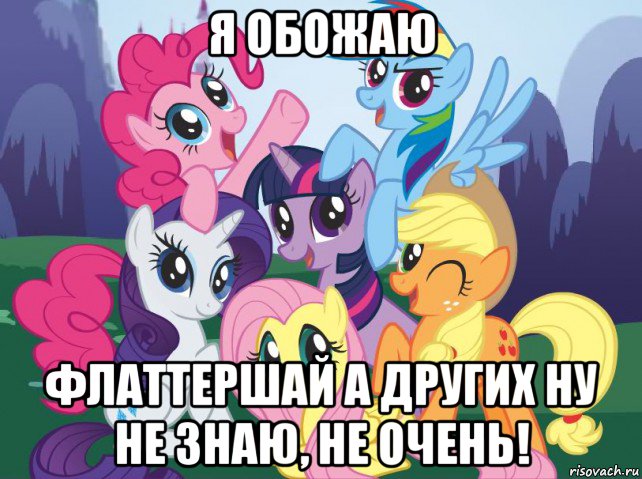 я обожаю флаттершай а других ну не знаю, не очень!, Мем My little pony