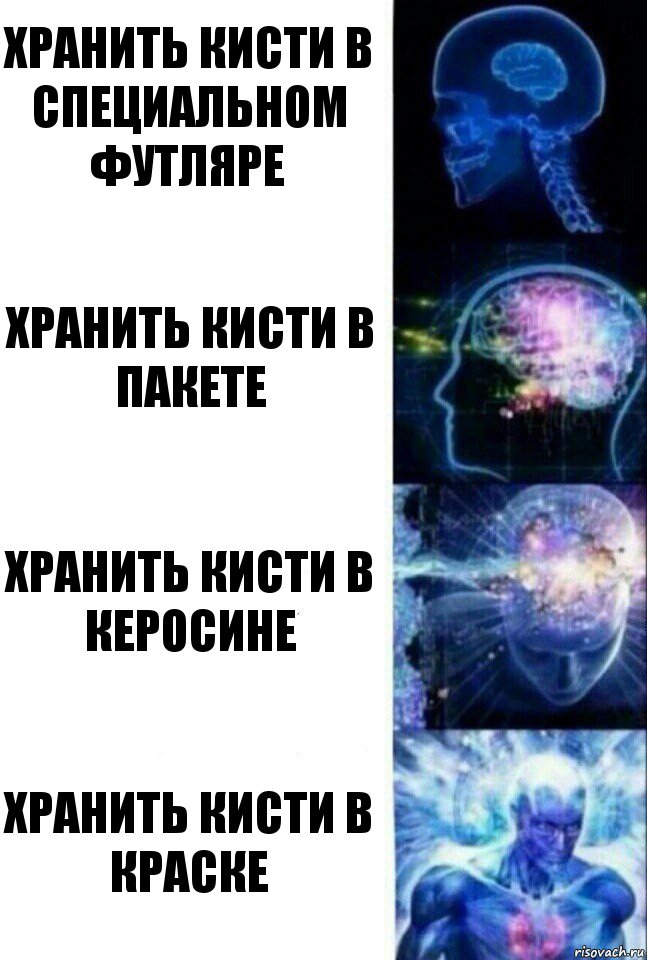 Хранить кисти в специальном футляре Хранить кисти в пакете Хранить кисти в керосине Хранить кисти в краске, Комикс  Сверхразум