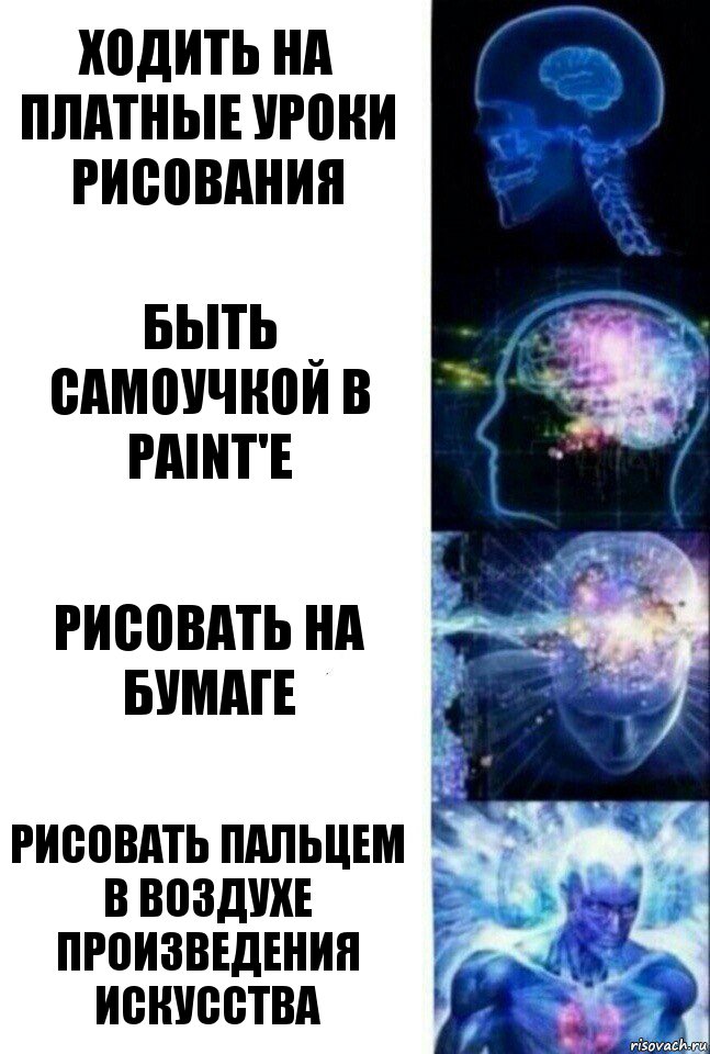 Ходить на платные уроки рисования Быть самоучкой в Paint'е Рисовать на бумаге Рисовать пальцем в воздухе произведения искусства, Комикс  Сверхразум