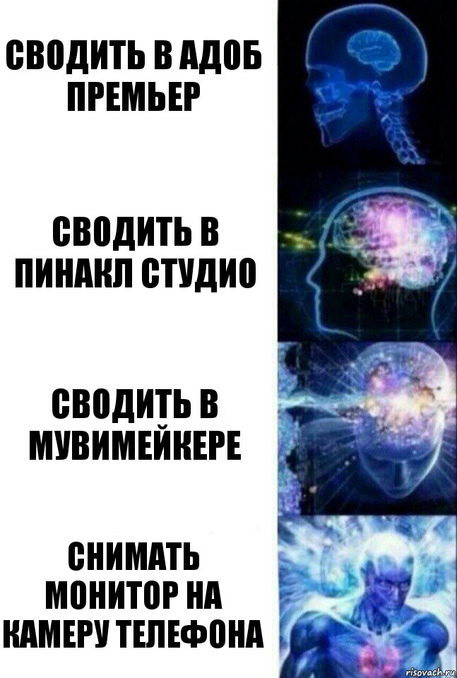 сводить в Адоб Премьер сводить в пинакл студио сводить в мувимейкере снимать монитор на камеру телефона, Комикс  Сверхразум