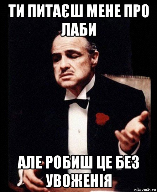 ти питаєш мене про лаби але робиш це без увоженія, Мем ты делаешь это без уважения