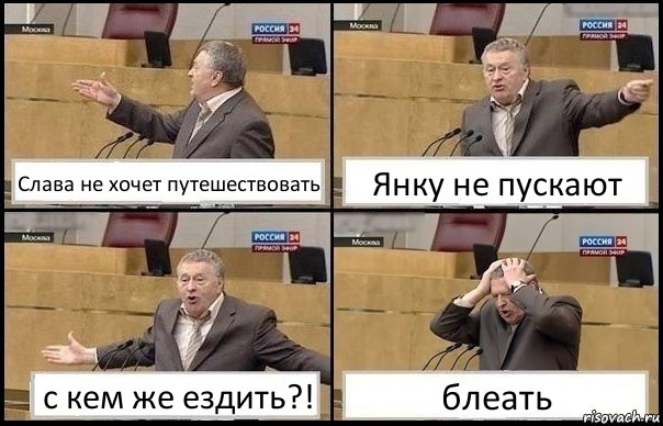 Слава не хочет путешествовать Янку не пускают с кем же ездить?! блеать, Комикс Жирик в шоке хватается за голову