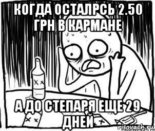 когда осталрсь 2.50 грн в кармане а до степаря еще 29 дней, Мем Алкоголик-кадр