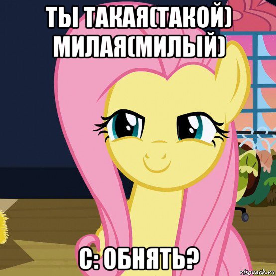 ты такая(такой) милая(милый) с: обнять?, Мем  Mem Fluttershy