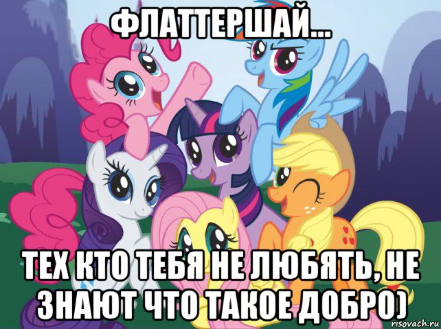 флаттершай... тех кто тебя не любять, не знают что такое добро), Мем My little pony