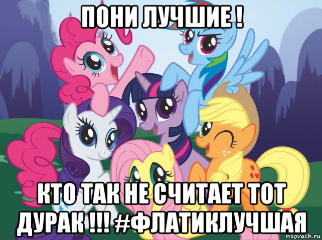 пони лучшие ! кто так не считает тот дурак !!! #флатиклучшая, Мем My little pony