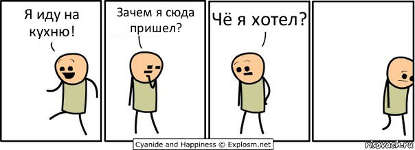 Я иду на кухню! Зачем я сюда пришел? Чё я хотел?, Комикс  Расстроился