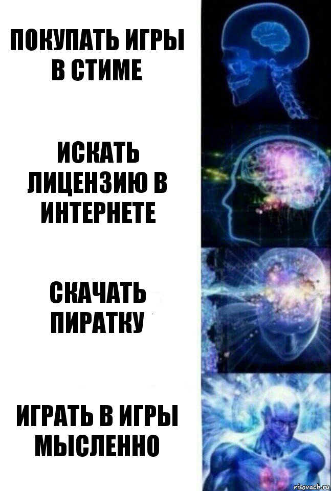 Покупать игры в стиме Искать лицензию в интернете Скачать пиратку Играть в игры мысленно, Комикс  Сверхразум