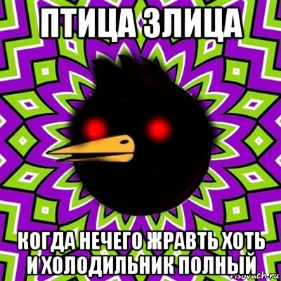 птица злица когда нечего жравть хоть и холодильник полный, Мем  Тёмный Омич