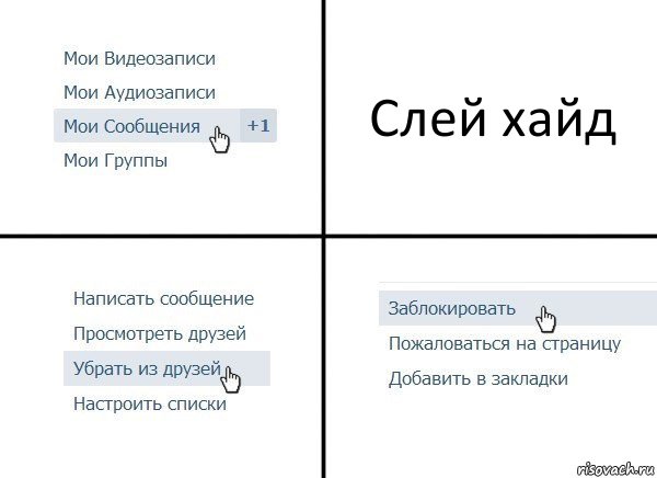 Слей хайд, Комикс  Удалить из друзей