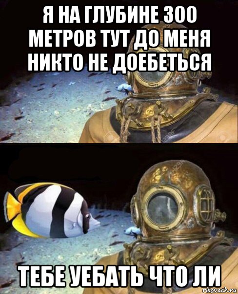 я на глубине 300 метров тут до меня никто не доебеться тебе уебать что ли