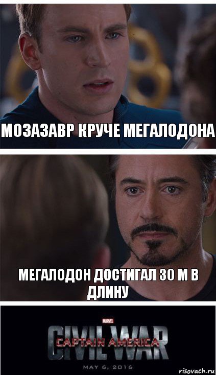 Мозазавр круче мегалодона Мегалодон достигал 30 м в длину, Комикс   Гражданская Война