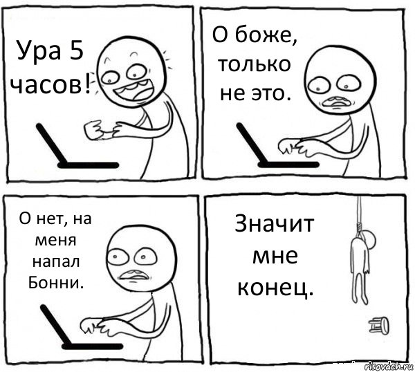 Ура 5 часов! О боже, только не это. О нет, на меня напал Бонни. Значит мне конец., Комикс интернет убивает