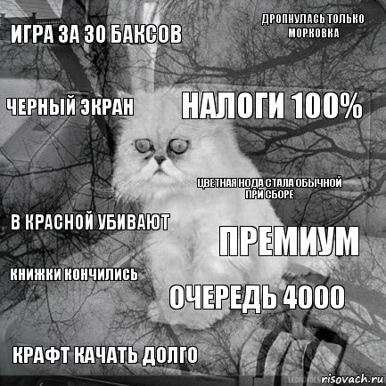 игра за 30 баксов премиум налоги 100% крафт качать долго в красной убивают дропнулась только морковка очередь 4000 черный экран книжки кончились цветная нода стала обычной при сборе, Комикс  кот безысходность