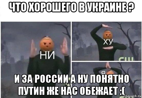 что хорошего в украине ? и за россии а ну понятно путин же нас обежает :(, Мем  Ни ху Я