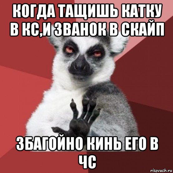 когда тащишь катку в кс,и званок в скайп збагойно кинь его в чс, Мем Узбагойзя