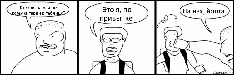 Кто опять оставил комментарии в таблице? Это я, по привычке! На нах, йопта!, Комикс Быдло и школьник