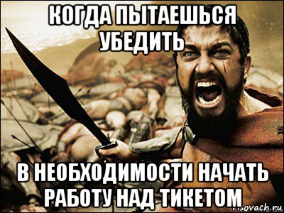 когда пытаешься убедить в необходимости начать работу над тикетом, Мем Это Спарта