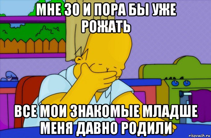 мне 30 и пора бы уже рожать все мои знакомые младше меня давно родили, Мем Homer simpson facepalm