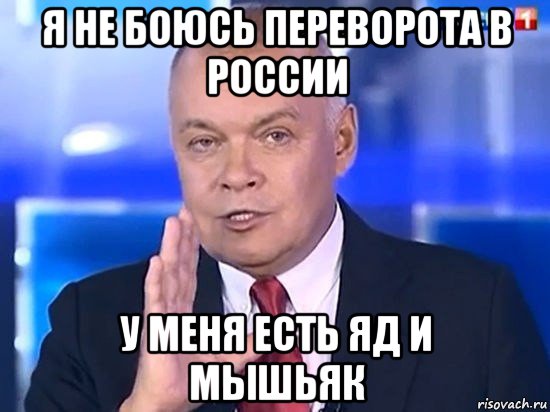 я не боюсь переворота в россии у меня есть яд и мышьяк, Мем Киселёв 2014