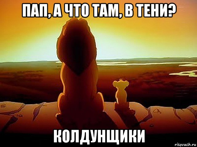 пап, а что там, в тени? колдунщики, Мем  король лев