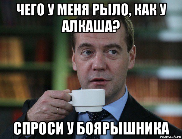 чего у меня рыло, как у алкаша? спроси у боярышника, Мем Медведев спок бро