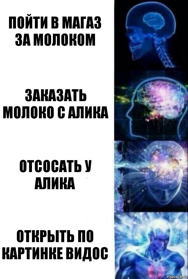 Пойти в магаз за молоком Заказать молоко с алика Отсосать у Алика открыть по картинке видос, Комикс  Сверхразум