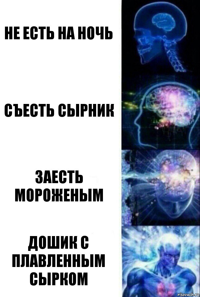 Не есть на ночь Съесть сырник Заесть мороженым ДОШИК С ПЛАВЛЕННЫМ СЫРКОМ, Комикс  Сверхразум