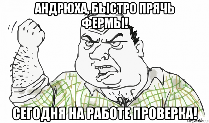 андрюха, быстро прячь фермы! сегодня на работе проверка!, Мем Будь мужиком